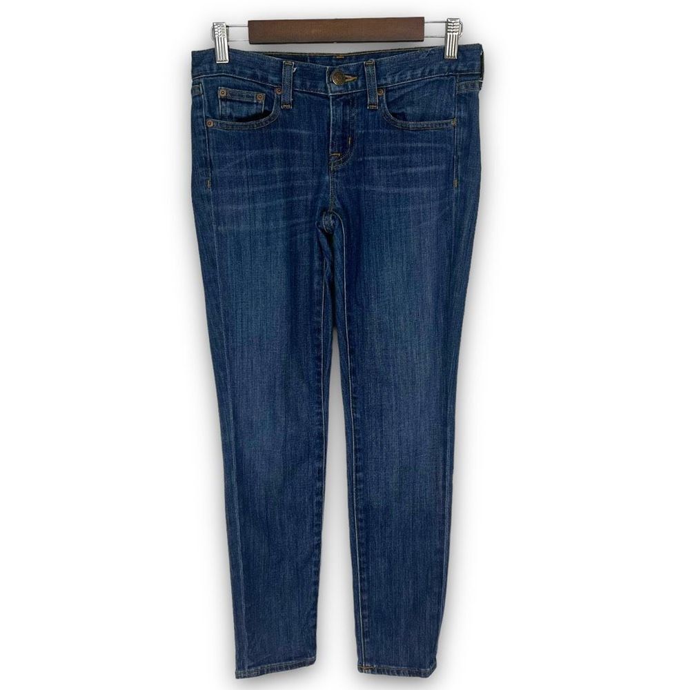 J. Crew Mid Wash Blue Low‎ Rise Toothpick Stretch Ankle Denim Jeans Size 26